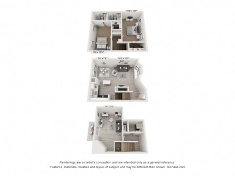 Floor plan for 2 beds, 2.5 baths, 1500 sqft